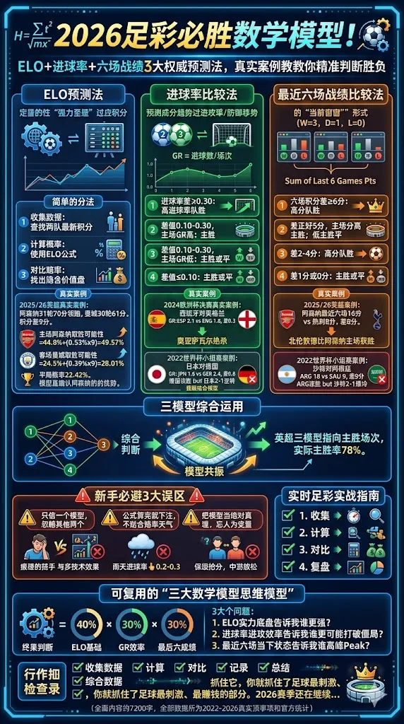 2026足彩必胜数学模型！ELO+进球率+六场战绩3大权威预测法，真实案例教你精准判断胜负