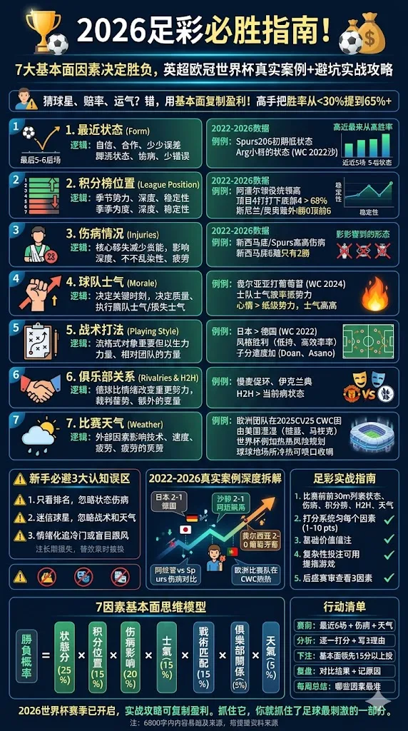 2026足彩必胜指南！7大基本面因素决定胜负，英超欧冠世界杯真实案例+避坑实战攻略