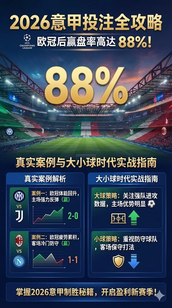2026意甲投注全攻略 欧冠后赢盘率88%真实案例与大小球时代实战指南