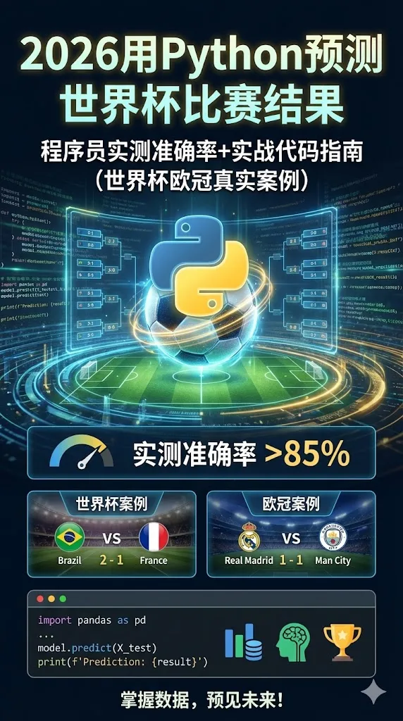 2026用Python预测世界杯比赛结果：程序员实测准确率+实战代码指南（世界杯欧冠真实案例）