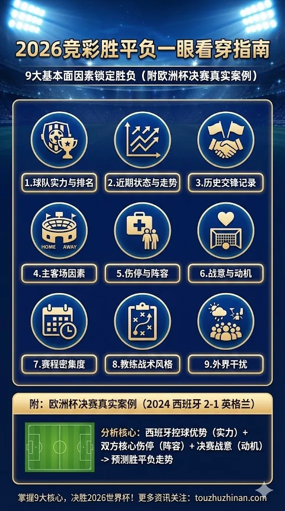 2026竞彩胜平负一眼看穿指南：9大基本面因素锁定胜负（附欧洲杯决赛真实案例）