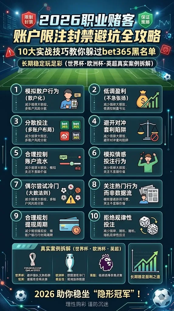 2026职业赌客账户限注封禁避坑全攻略：10大实战技巧教你躲过bet365黑名单，长期稳定玩足彩（世界杯欧洲杯英超真实投注案例）
