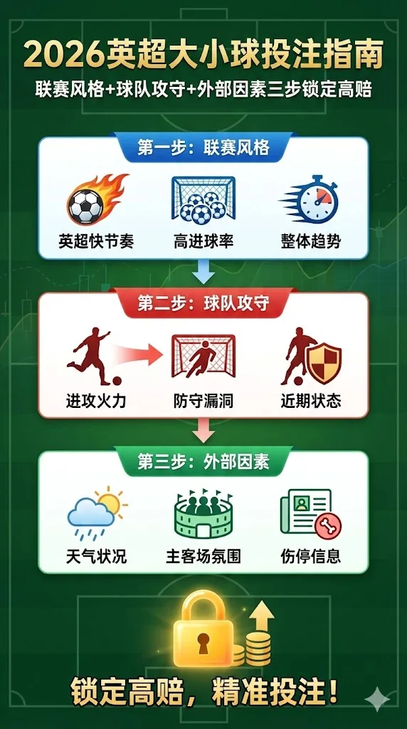 2026英超大小球投注指南：联赛风格+球队攻守+外部因素三步锁定高赔