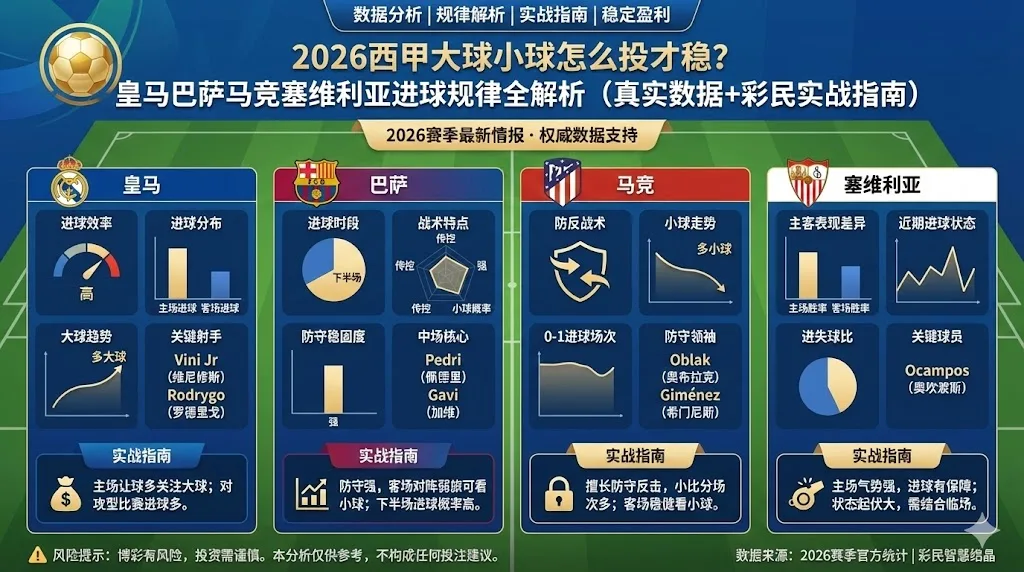 2026西甲大球小球怎么投才稳？皇马巴萨马竞塞维利亚进球规律全解析（真实数据+彩民实战指南）