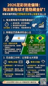 2026足彩剑走偏锋：淘汰赛角球才是隐藏金矿！南美双雄阿根廷巴西角球大球与让球盘实战心法