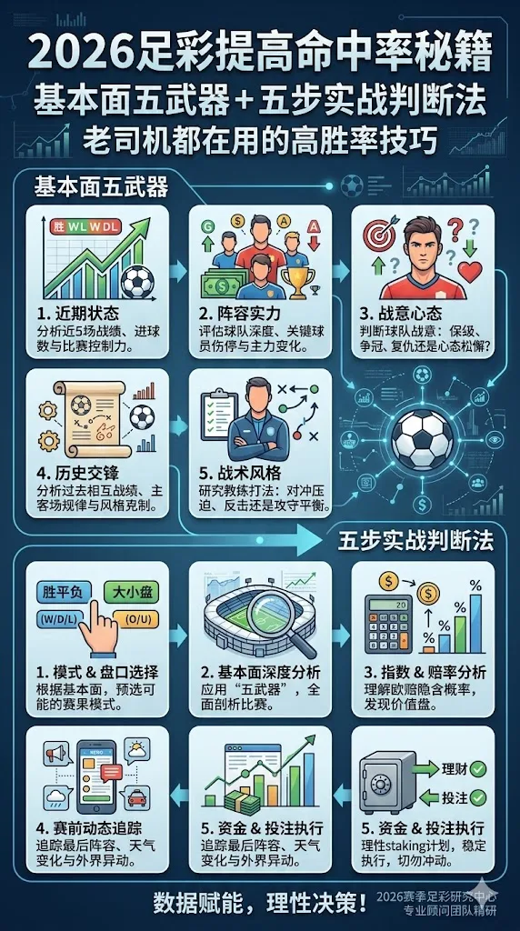 2026足彩提高命中率秘籍：基本面五武器 + 五步实战判断法，老司机都在用的高胜率技巧