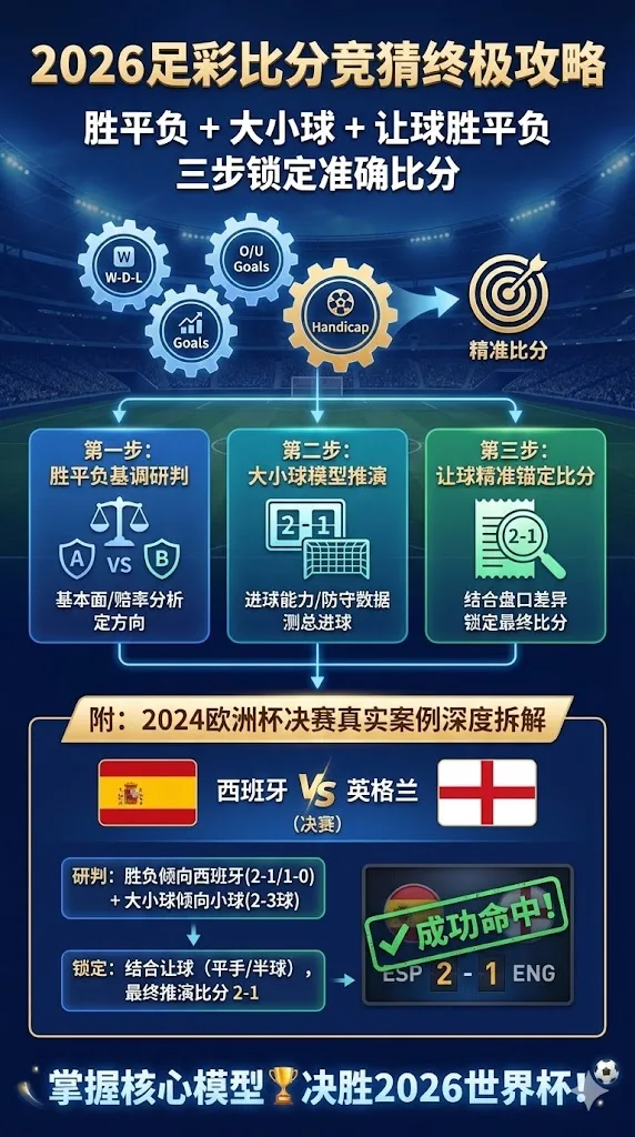 2026足彩比分竞猜终极攻略：胜平负+大小球+让球胜平负三步锁定准确比分（附欧洲杯决赛真实案例拆解）