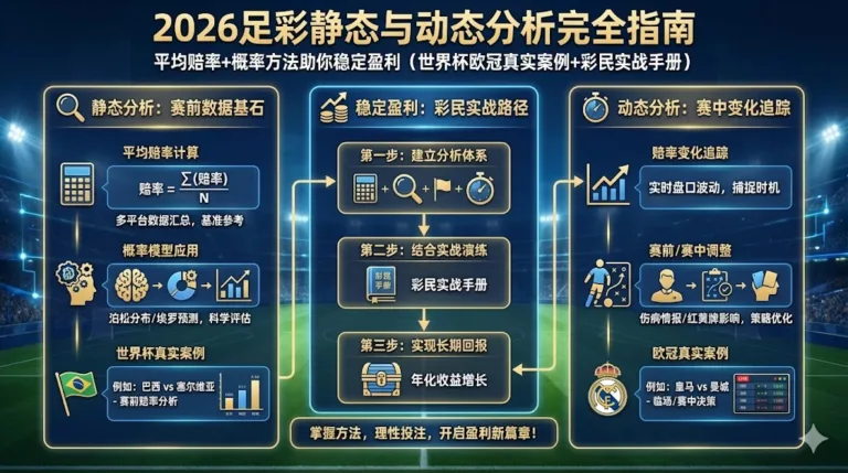 2026足彩静态与动态分析完全指南：平均赔率+概率方法助你稳定盈利（世界杯欧冠真实案例+彩民实战手册）