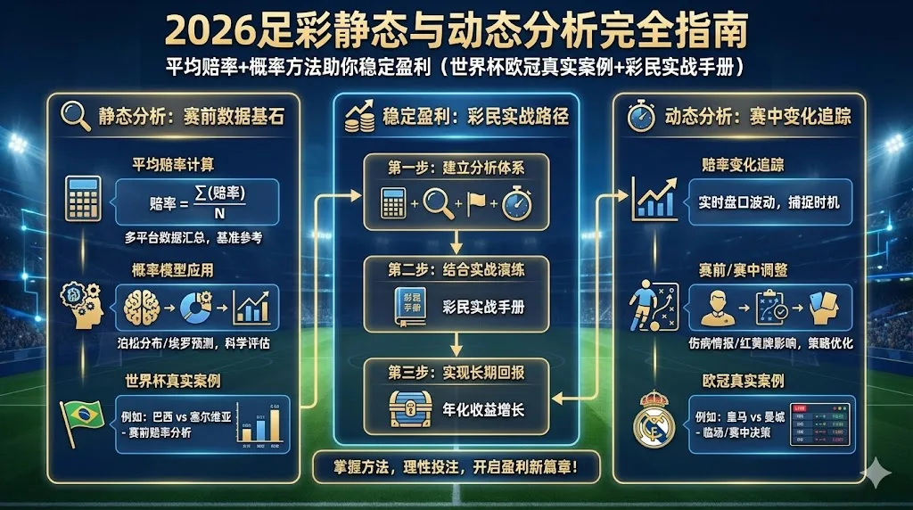 2026足彩静态与动态分析完全指南：平均赔率+概率方法助你稳定盈利（世界杯欧冠真实案例+彩民实战手册）