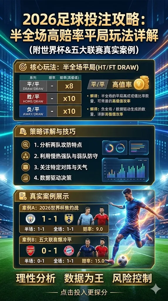 2026足球投注攻略：半全场高赔率平局玩法详解（附世界杯&五大联赛真实案例）