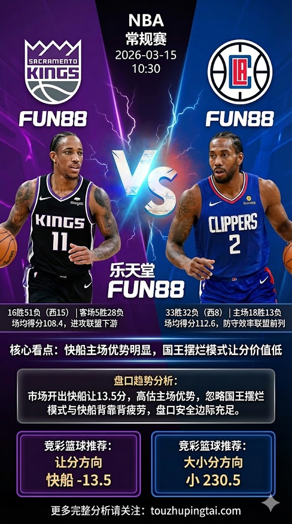 NBA常规赛 国王 vs 快船 快船主场优势明显 国王摆烂模式让分价值低