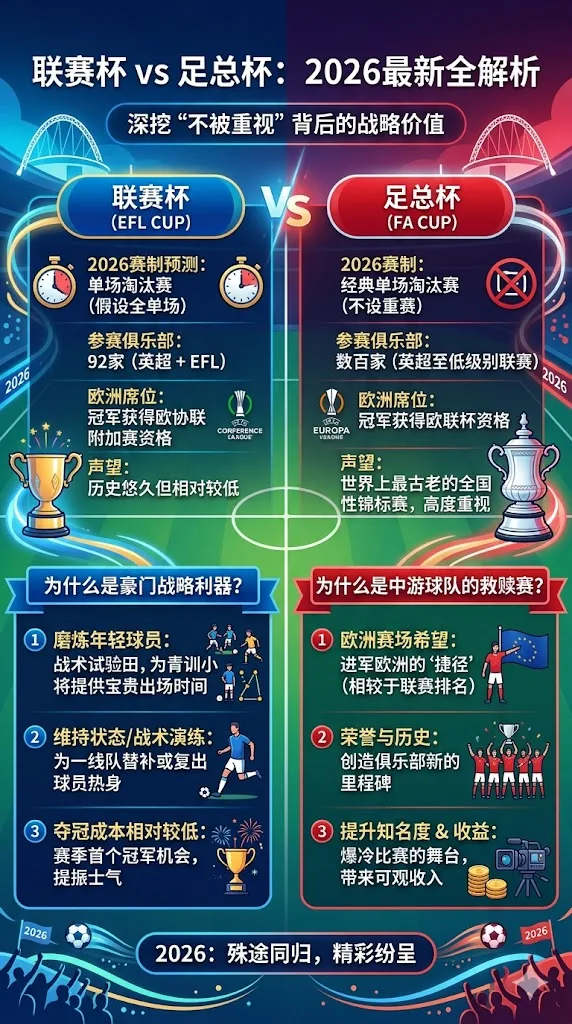 联赛杯 vs 足总杯：2026最新全解析，为什么这项“不被重视”的杯赛其实是豪门战略利器和中游球队的救赎赛？