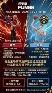 NBA常规赛 猛龙 vs 掘金 掘金历史6连胜猛龙 主场防守反弹阻击三连胜