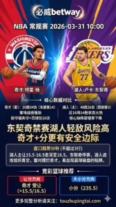 NBA常规赛 奇才 vs 湖人 东契奇禁赛湖人轻敌风险高 奇才+分更有安全边际