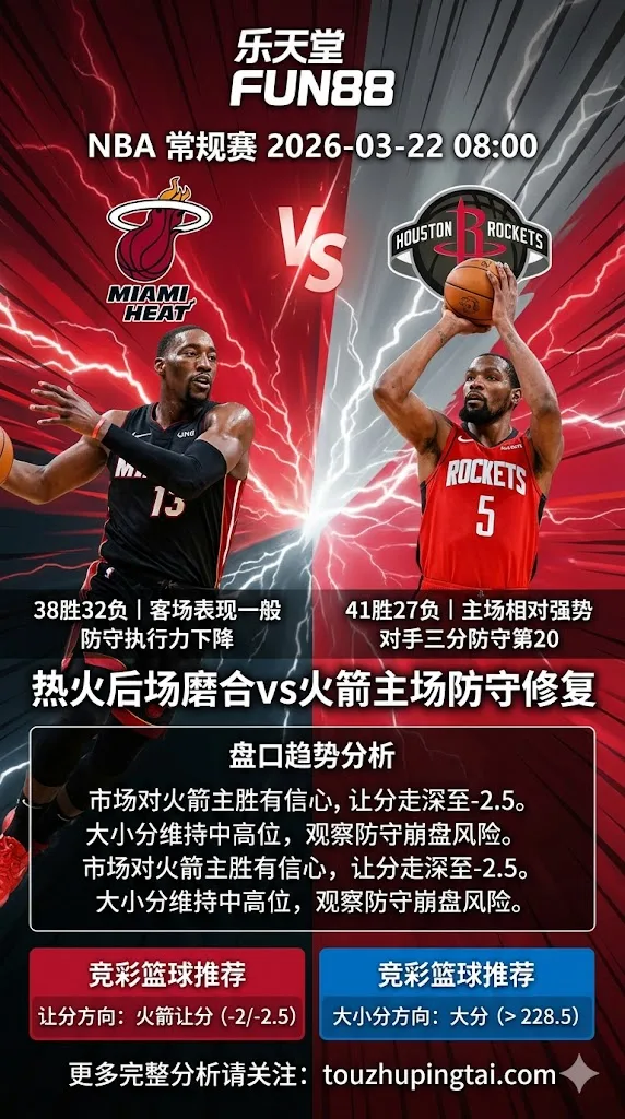 NBA常规赛 热火 vs 火箭 热火三连败后场磨合难题突出 火箭主场申京回归仍具优势
