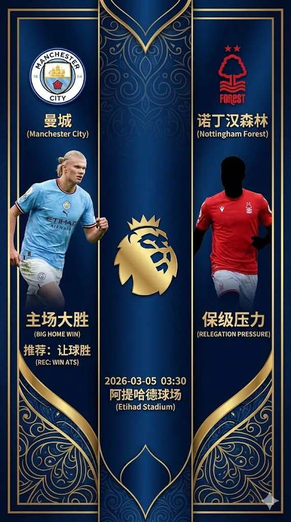 英超前瞻 曼城VS诺丁汉：争冠冲刺不容有失，蓝月亮主场或迎大捷