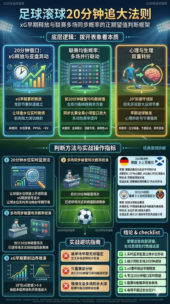 足球滚球20分钟追大法则：xG早期释放与联赛多场同步概率的正期望值判断框架