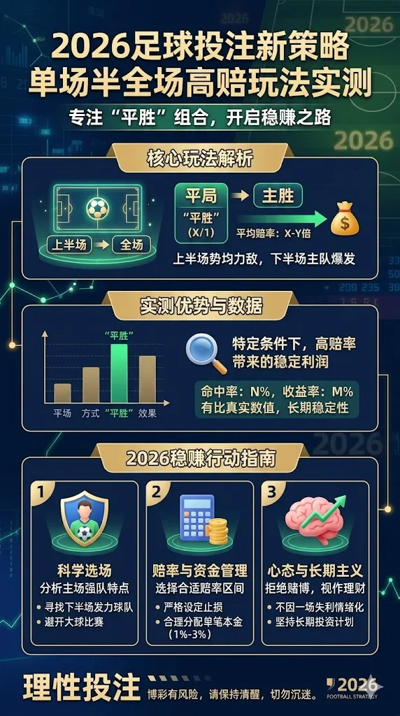 单场半全场高赔玩法实测：专注“平胜”组合，2026年怎么买才能稳赚？