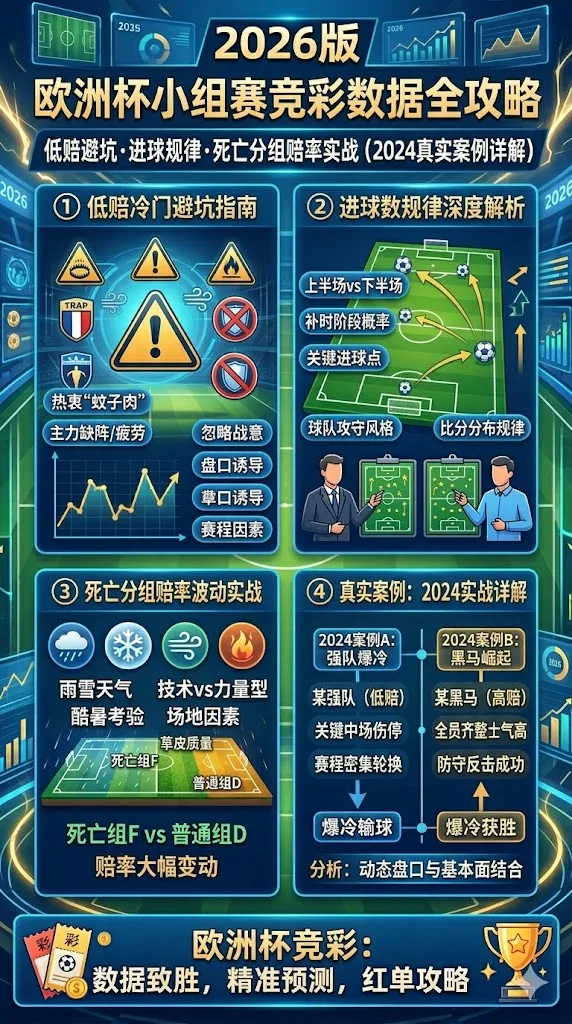 欧洲杯小组赛竞彩数据全攻略2026版：低赔冷门避坑、进球数规律、死亡分组赔率变化实战指南（2024真实案例详解）