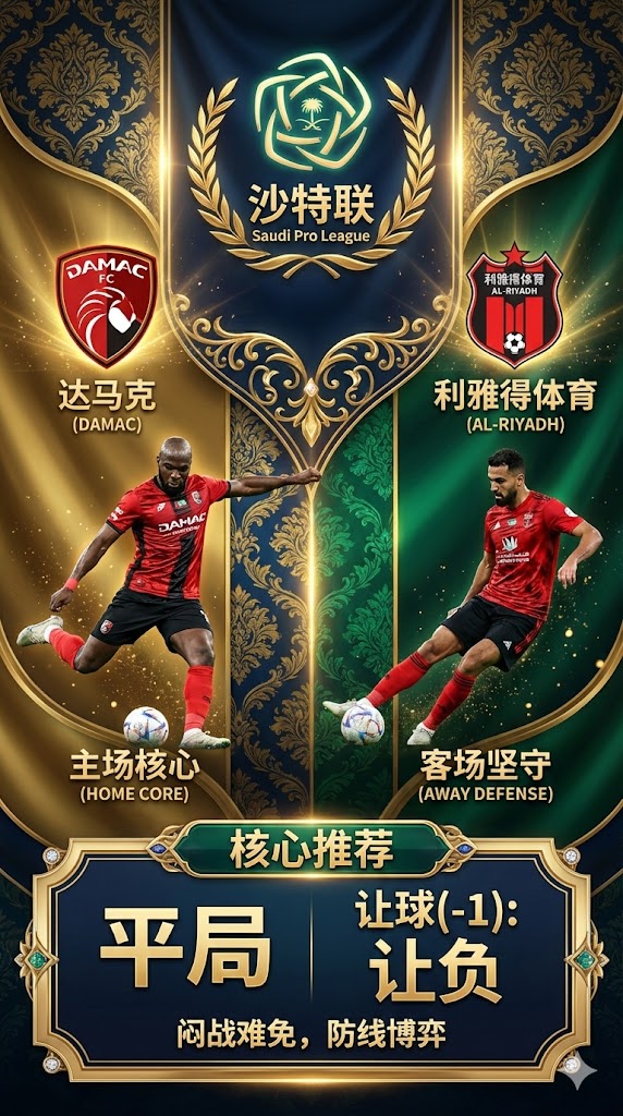 沙特联前瞻 达马克VS利雅得体育：锋线乏力对阵客场虫，闷平概率或再度攀升