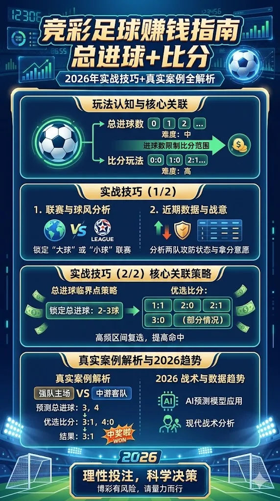 竞彩足球总进球+比分怎么玩才赚钱？2026年实战技巧+真实案例全解析