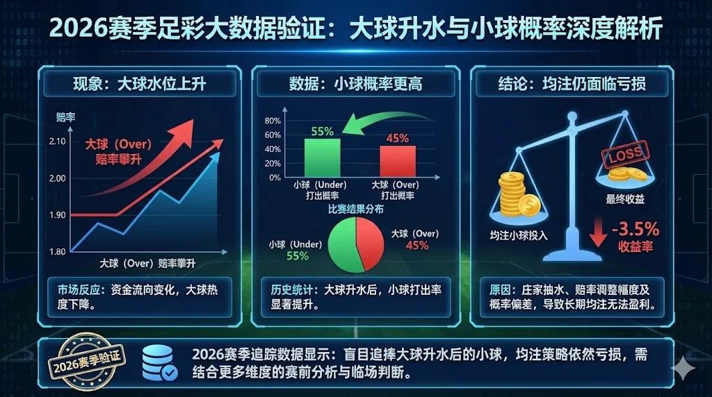 足彩 大球升水后小球概率更高 2026赛季均注仍亏损 但3步验证能避坑