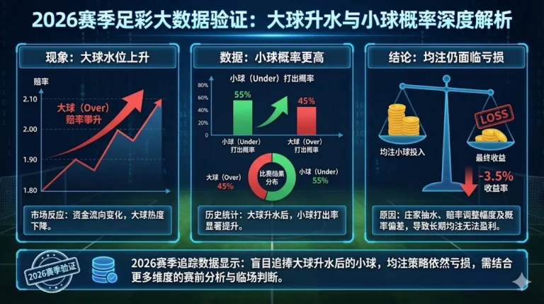 足彩大数据 大球升水后小球概率更高 但均注仍亏损 2026赛季验证