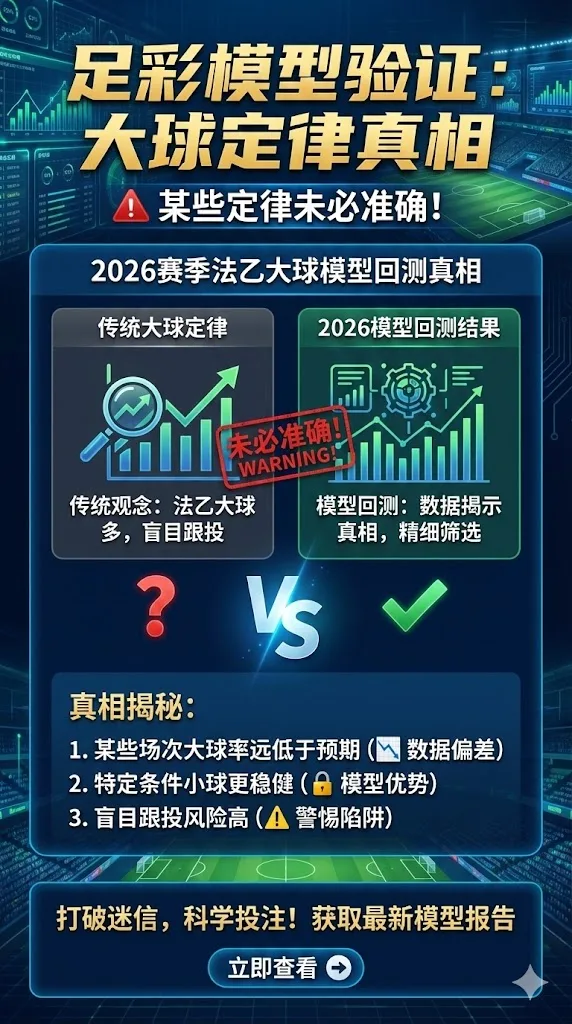 足彩模型验证 某些大小球定律未必准确 2026赛季法乙大球模型回测真相