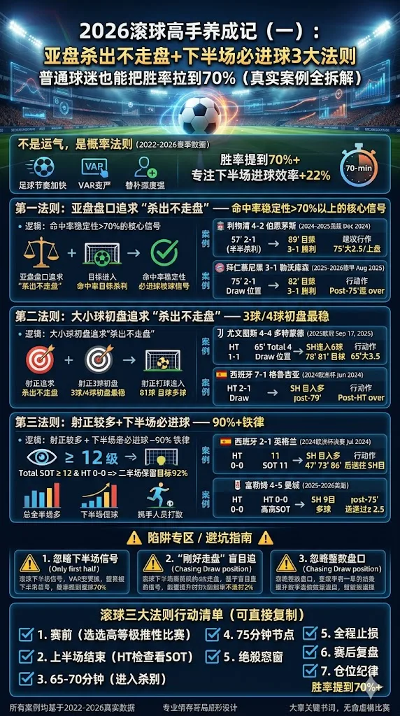 2026滚球高手养成记（一）：亚盘杀出不走盘+下半场必进球3大法则，普通球迷也能把胜率拉到70%