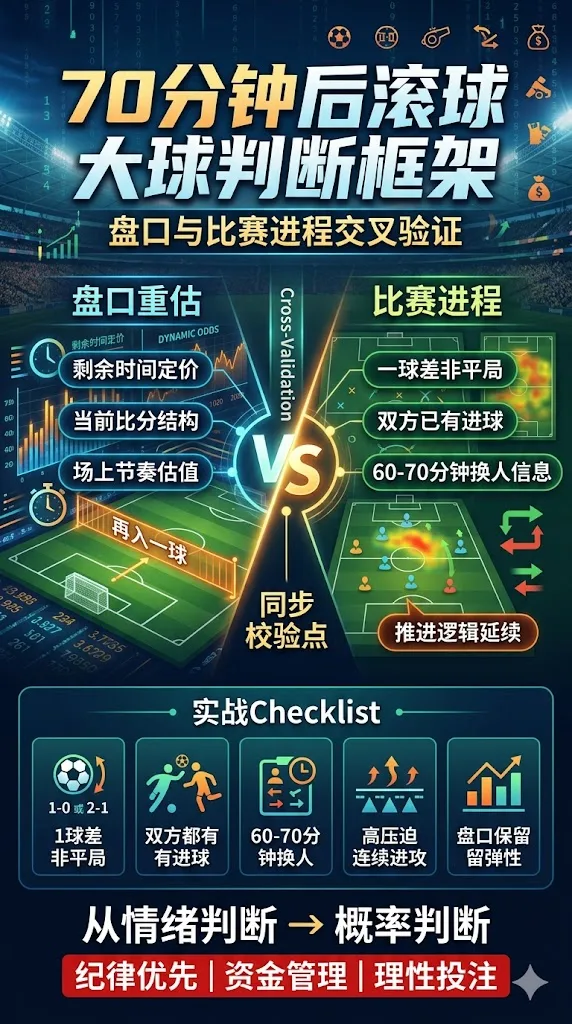 70分钟后滚球大球判断框架：盘口与比赛进程交叉验证