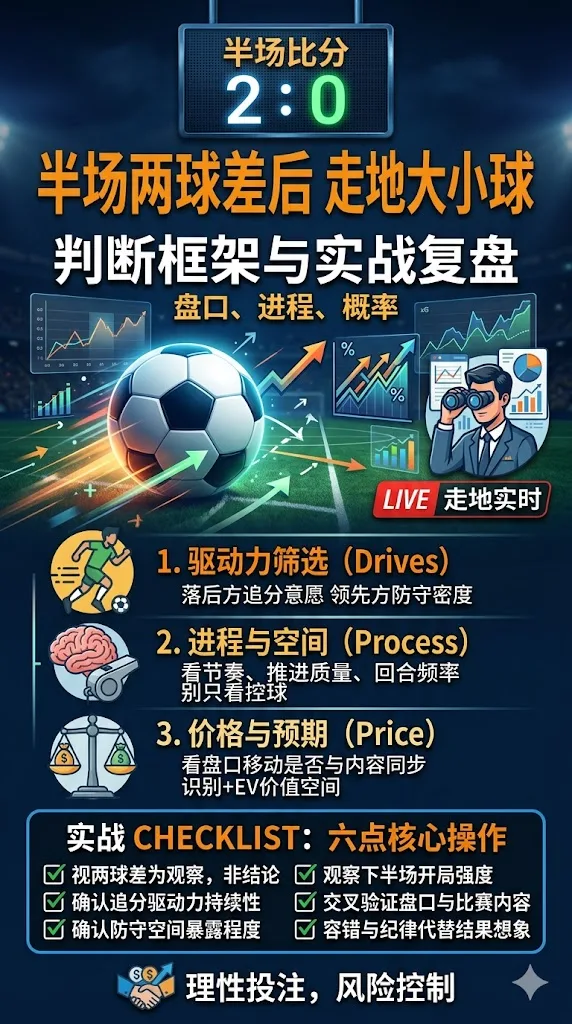 半场两球差后的走地大小球判断框架实战复盘