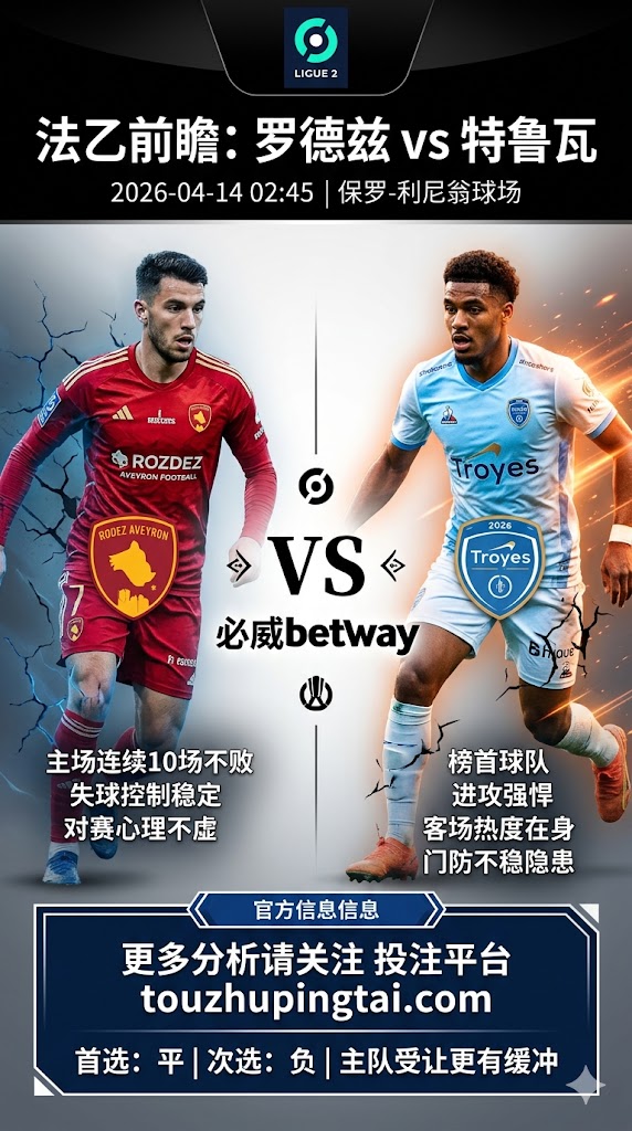 法乙前瞻 罗德兹 VS 特鲁瓦：客队轻热之下，平局预期不低