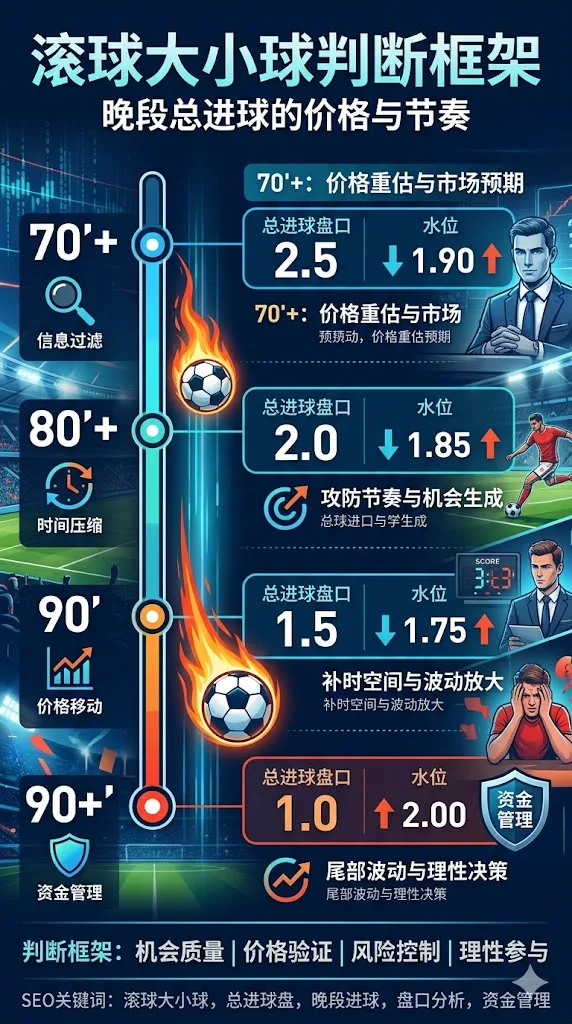 滚球大小球判断框架：晚段总进球的价格与节奏