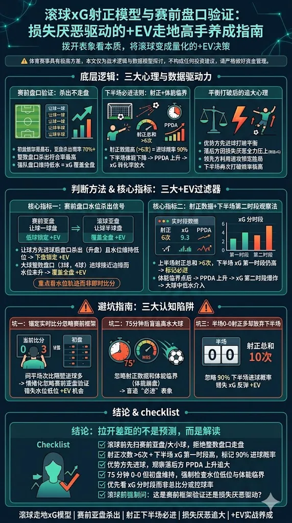 滚球xG射正模型与赛前盘口验证：损失厌恶驱动的+EV走地高手养成指南