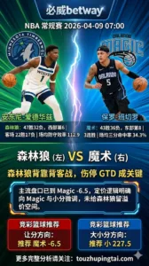 NBA常规赛 Timberwolves vs Magic 魔术主场与赛程优势更清晰