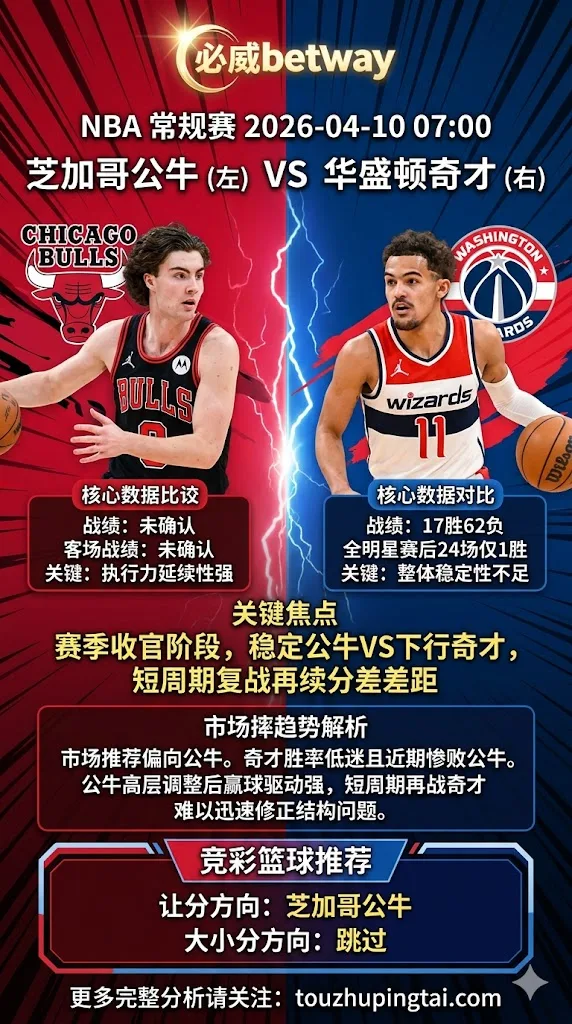NBA常规赛 公牛 vs 奇才 公牛基本面与赛程背景更占优