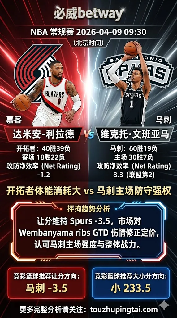 NBA常规赛 开拓者 vs 马刺 马刺主场基本盘仍占主动