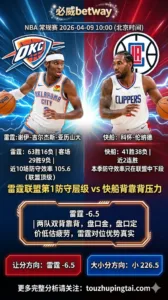 NBA常规赛 雷霆 vs 快船 雷霆背靠背仍有让分穿盘基础