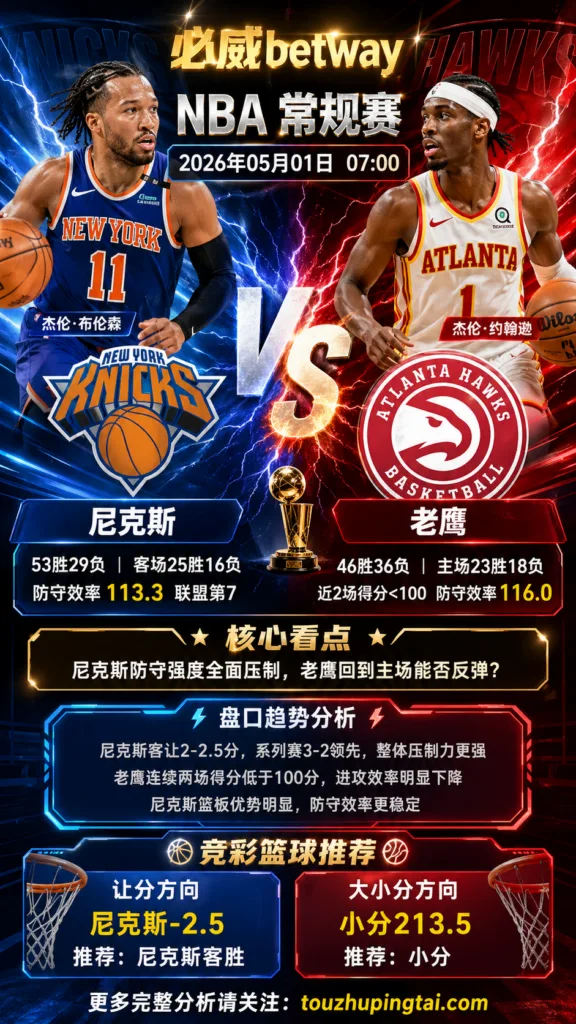 NBA季后赛 尼克斯 vs 老鹰 尼克斯攻防压制更清晰