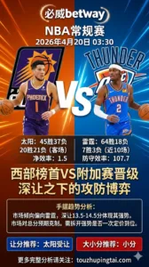 NBA季后赛 太阳 vs 雷霆 深让之下更看太阳受让，小分同样具备介入价值