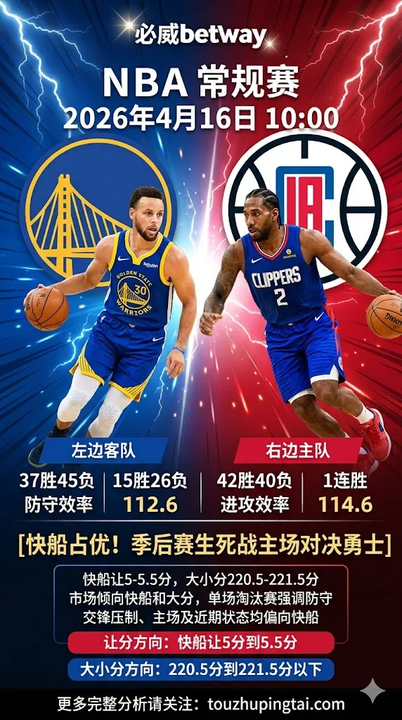 NBA季后赛 勇士 vs 快船 主场与交锋优势更偏向快船