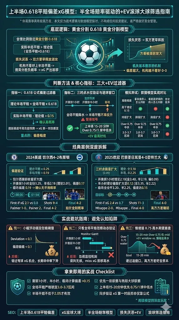 上半场0.618平赔偏差xG模型：半全场赔率驱动的+EV滚球大球筛选指南
