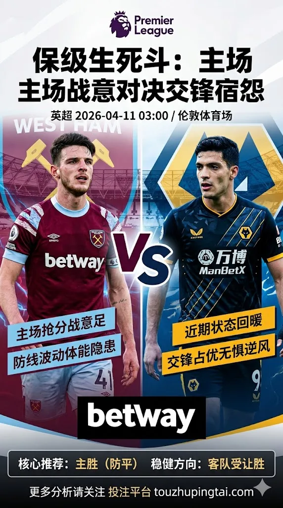 英超联赛前瞻 西汉姆联 VS 狼队：抢分动力更足，但防线隐患仍在