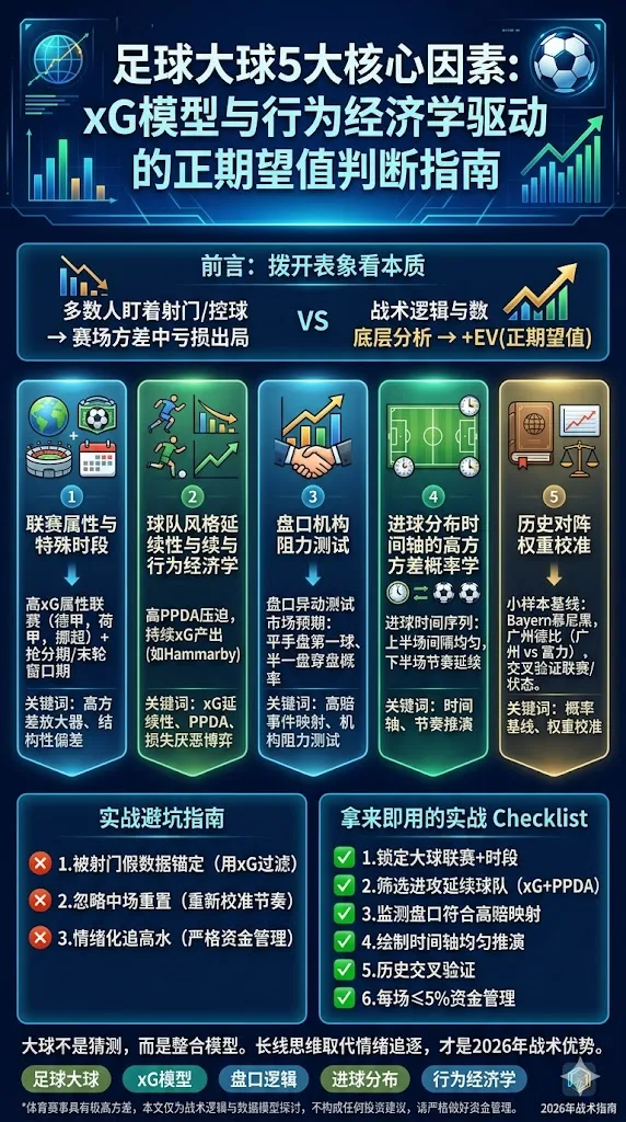 足球大球5大核心因素：xG模型与行为经济学驱动的正期望值判断指南