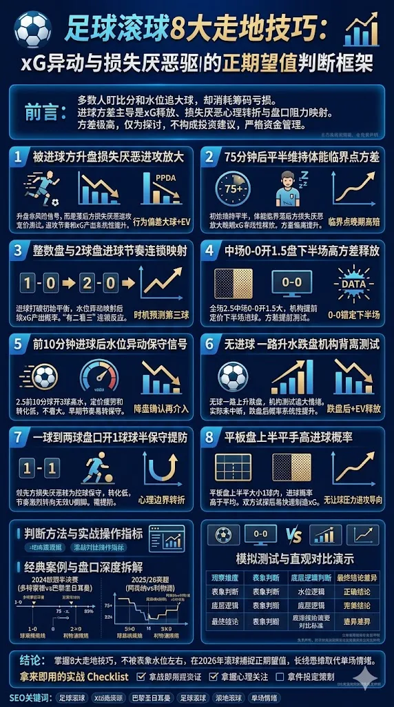 足球滚球8大走地技巧：xG异动与损失厌恶驱动的正期望值判断框架