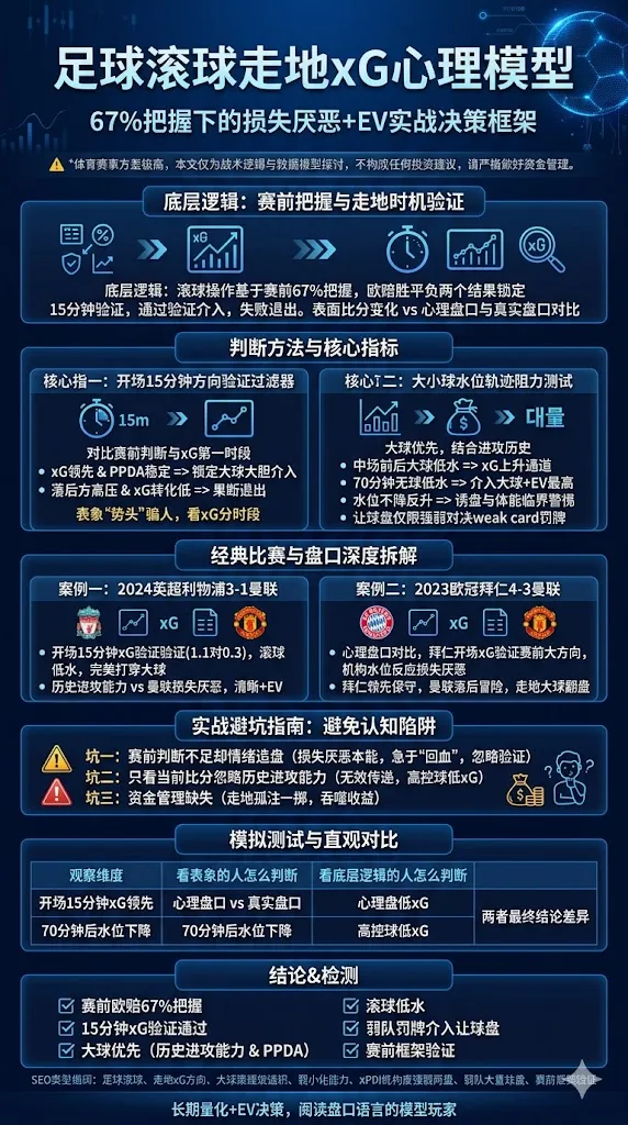 足球滚球走地xG心理模型：67%把握下的损失厌恶+EV实战决策框架