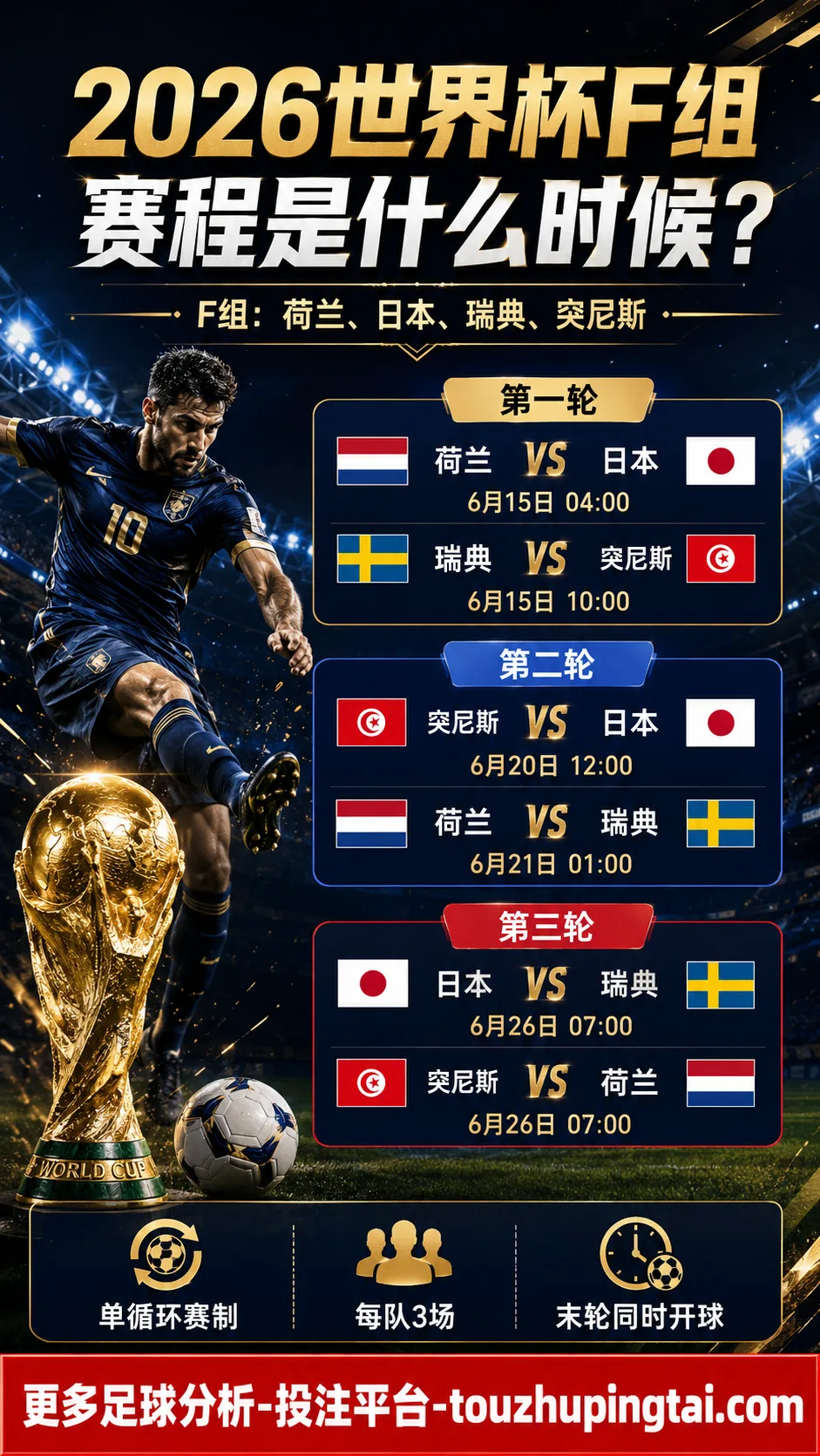 2026世界杯F组赛程哪天开打？