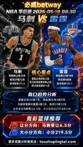 NBA季后赛 马刺 vs 雷霆 雷霆主场优势更明显，小分方向具备关注价值