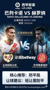 西甲前瞻 巴列卡诺 VS 赫罗纳：主场结构占优，但轻让盘仍需防平局拉扯