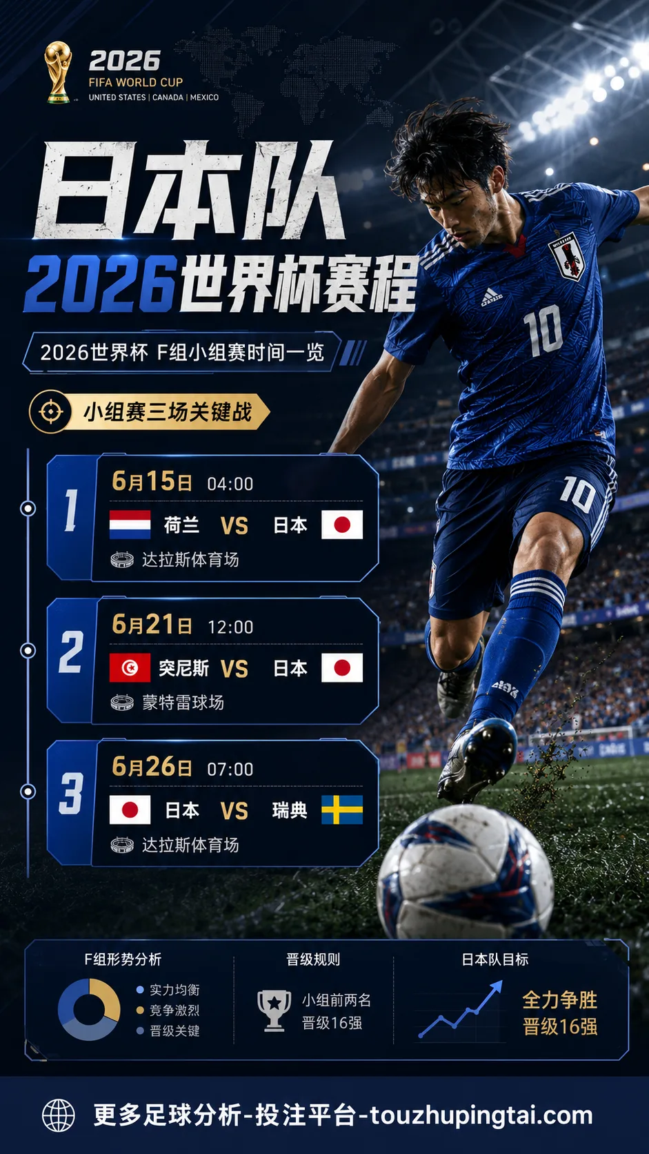 日本队2026世界杯赛程怎么排?